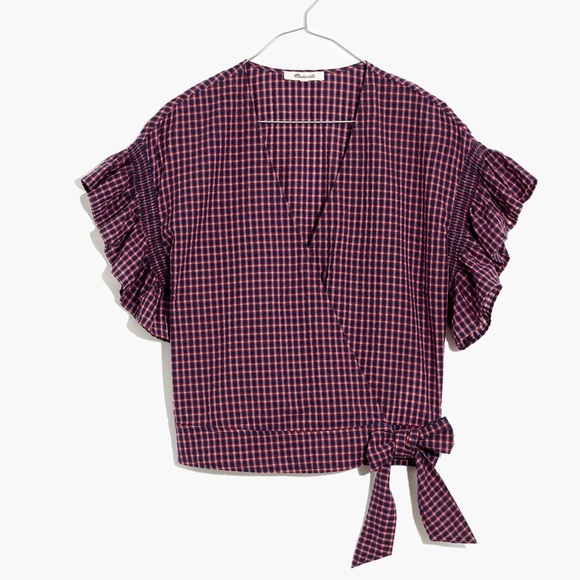 Madewell plaid wrap top - Picture 1 of 7
